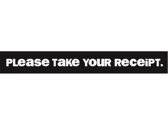 ACO - Please Take Your Receipt - White on Clear - 3.75" x .5"